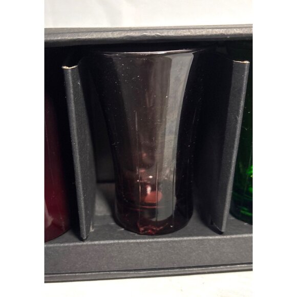 6 Bombay Colored Shot Glasses In Gift Box 2.5 Oz Capacity Multicolor Design - Picture 4 of 12